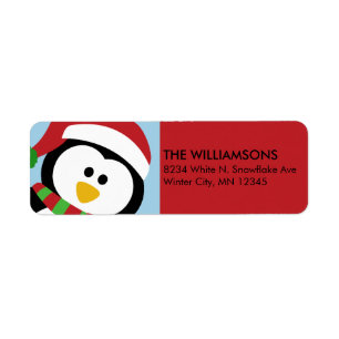 Personalised Christmas Penguin Address Labels