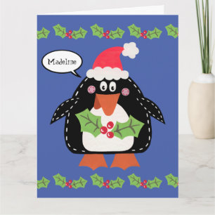 Personalised Christmas Penguin Card