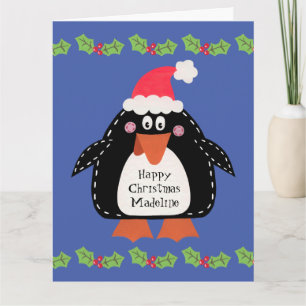 Personalised Christmas Penguin Card