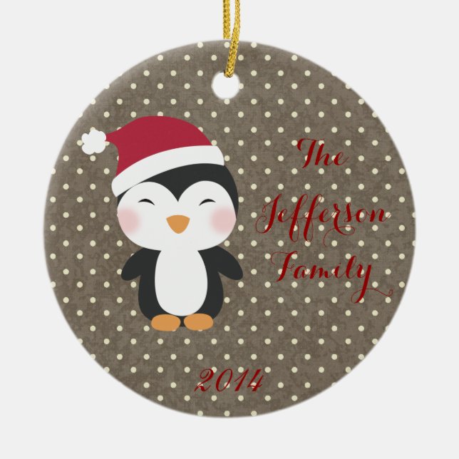 Personalised Christmas Penguin Family Ornament (Front)