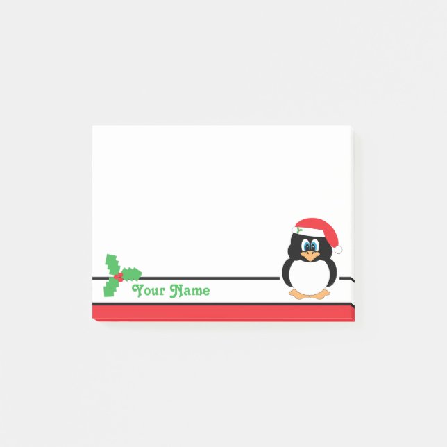 Personalised Christmas Penguin Post-it® Notes (Front)