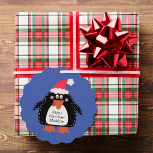 Personalised Christmas Penguin Tree Decoration Card