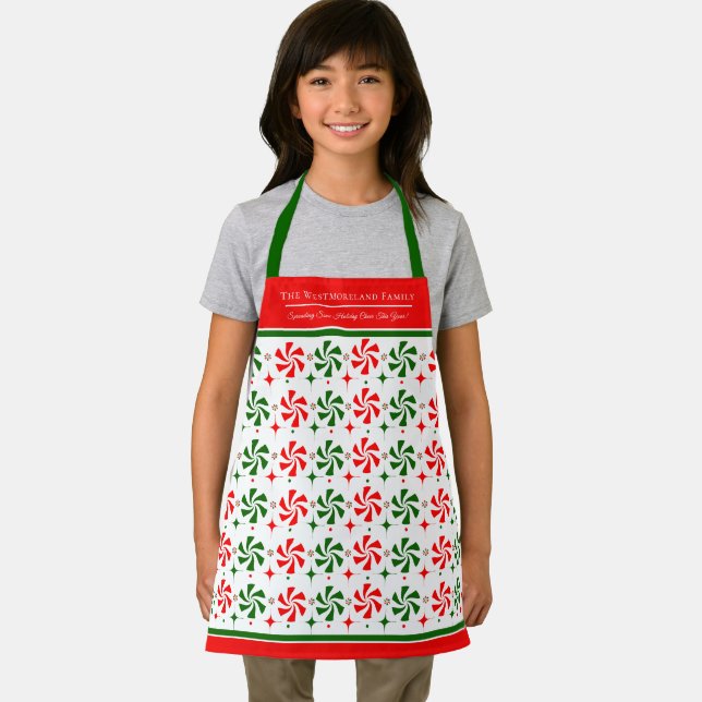Personalised Christmas Peppermint Candy Apron (Insitu)