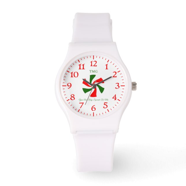 Personalised Christmas Peppermint Candy Watch (Front)