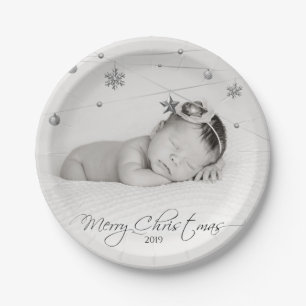 Personalised Christmas Photo and Calligraphy Paper Plate