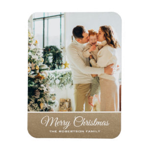 Personalised Christmas photo classic gold sparklle Magnet