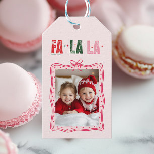 Personalised Christmas Photo Gift Tag   Cute Pink 