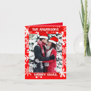 Personalised Christmas photo red snowflakes Invitation