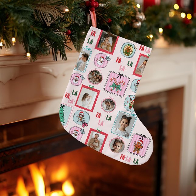 Personalised Christmas Photo Stocking | Cute Pink  (Creator Uploaded)