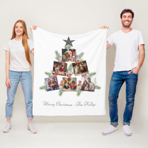 Personalised Christmas photos tree Fleece Blanket