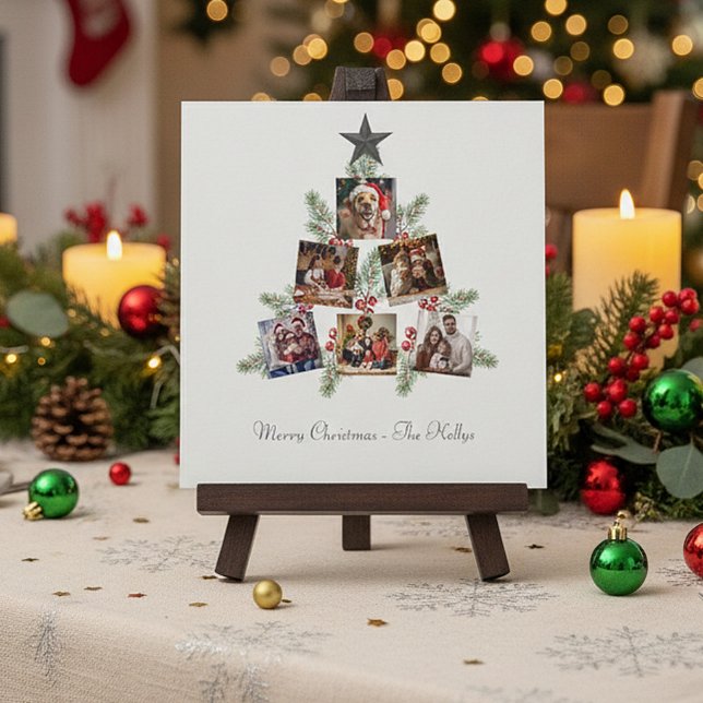Personalised Christmas photos tree Holiday Card (Creator Uploaded)