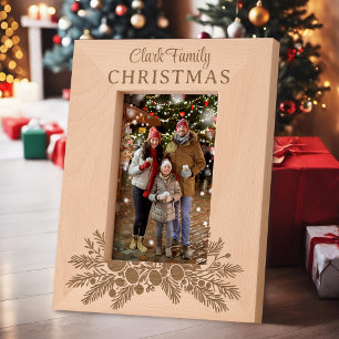 Personalised Christmas Pine Floral  Etched Frames