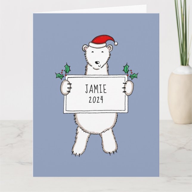 Personalised Christmas Polar Bear Baby Card (Front)