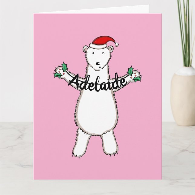 Personalised Christmas Polar Bear Card (Front)