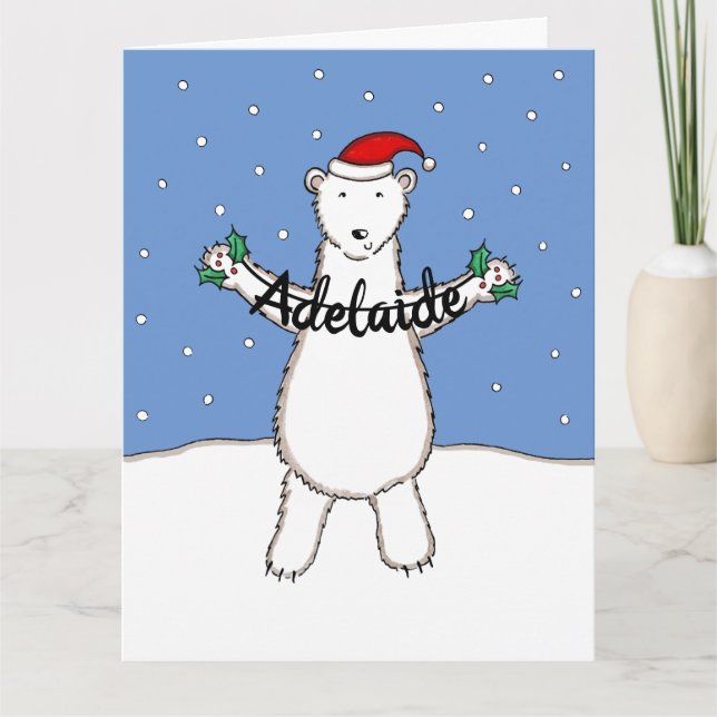 Personalised Christmas Polar Bear Card (Front)