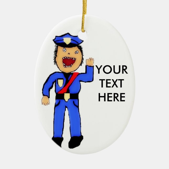 Personalised Christmas Policemen Ceramic Tree Decoration (Front)