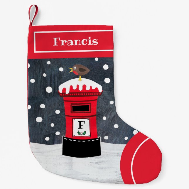 Personalised Christmas Post Box & Robin Stocking (Front)