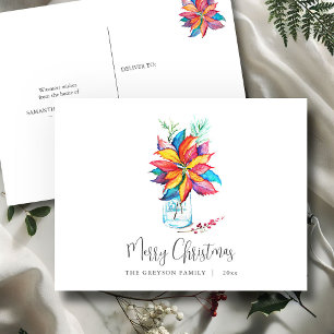 Personalised Christmas Postcards   Poinsettia