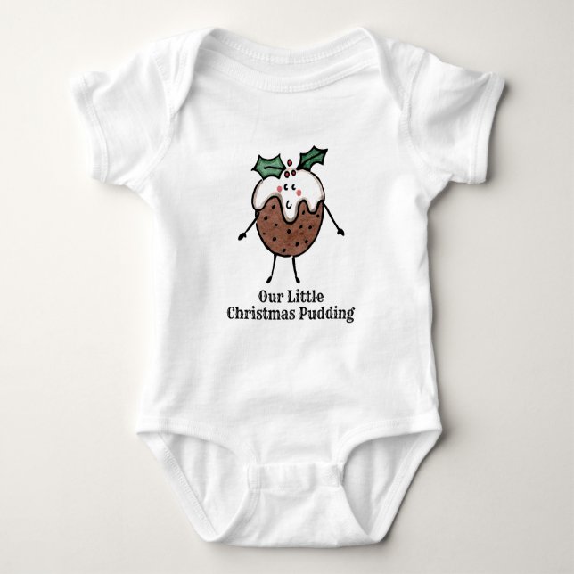 Personalised Christmas Pudding Baby Bodysuit (Front)