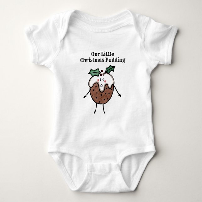 Personalised Christmas Pudding Baby Bodysuit (Front)