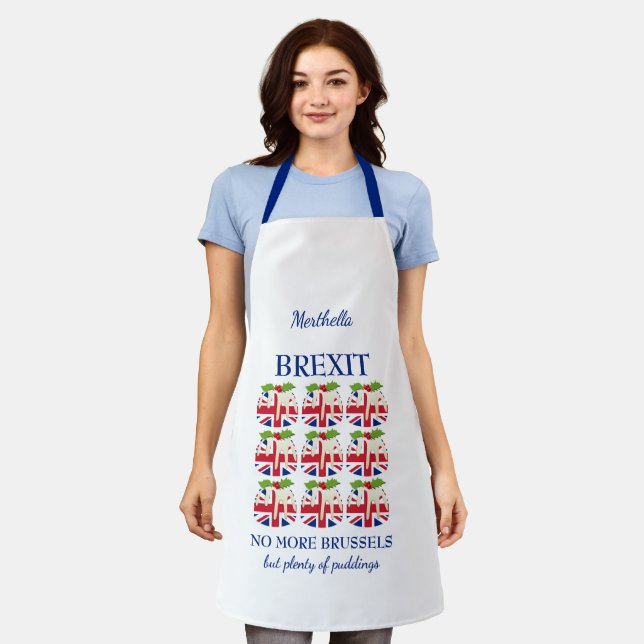 Personalised | Christmas Pudding | BREXIT Apron (Worn)