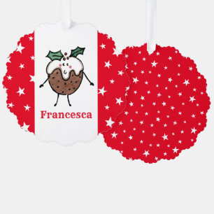 Personalised Christmas Pudding Tree Decoration Card