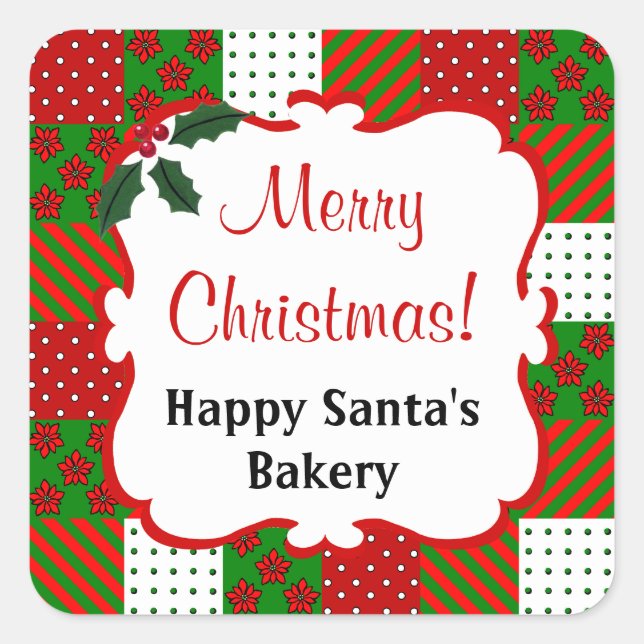 Personalised Christmas Quilt Sticker (Front)