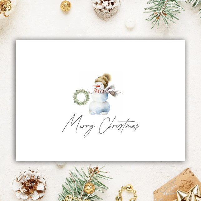 Personalised Christmas Realtor Watercolor Snowman Holiday Card (Creator Uploaded)