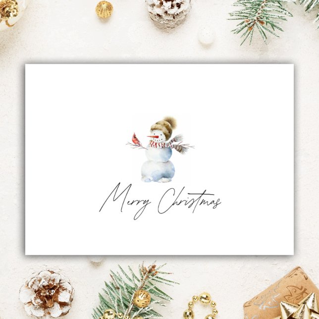 Personalised Christmas Realtor Watercolor Snowman Holiday Card (Creator Uploaded)