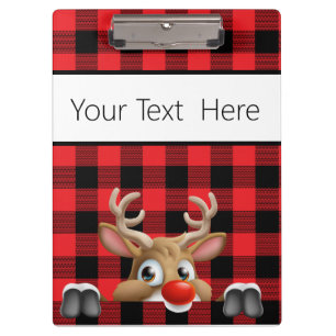 Personalised Christmas Red and Black Buffalo Check Clipboard