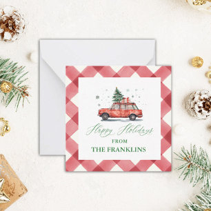 Personalised Christmas Red Car with Tree Enclosure Card