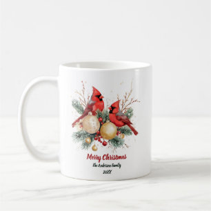 Personalised Christmas Red Cardinal & Berries      Coffee Mug