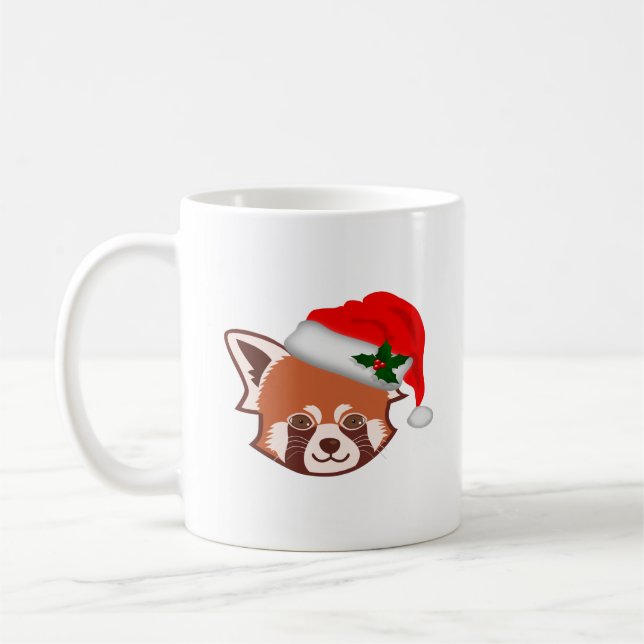 Personalised Christmas Red Panda Monogram Mug (Left)