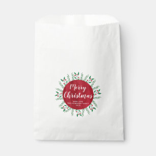 Personalised Christmas Red Watercolor Floral Favour Bags