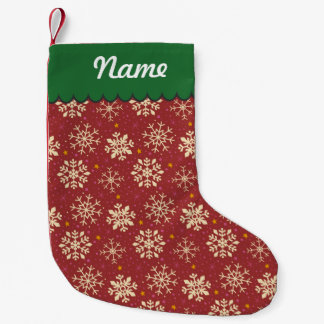 Personalised Christmas Red White Snowflake Pattern Small Christmas Stocking