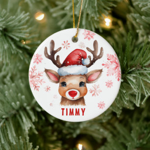 Personalised Christmas Reindeer Ceramic Tree Decoration