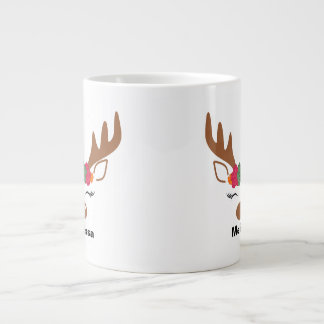 Personalised Christmas Reindeer Face Christmas Large Coffee Mug