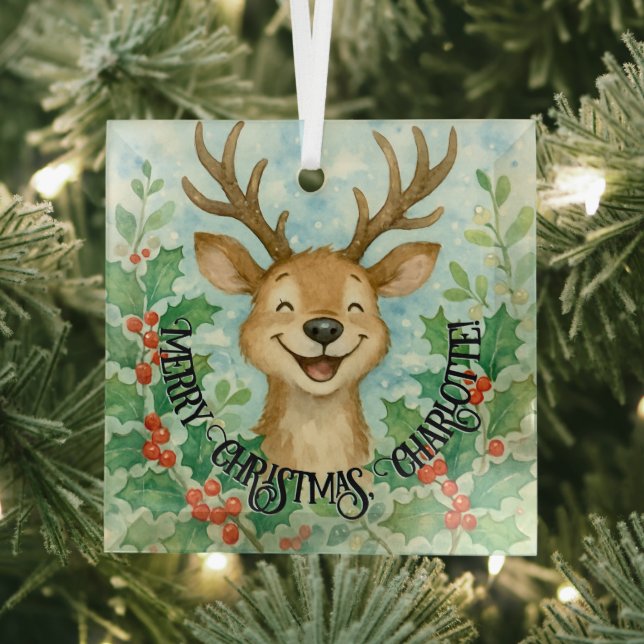 Personalised Christmas Reindeer Ornament (Insitu)