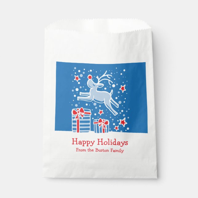 Personalised Christmas reindeer party favour bags (Front)