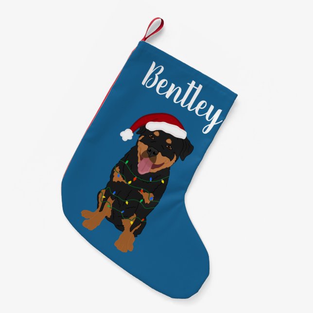 Personalised Christmas Rottweiler Small Christmas Stocking (Front (Hanging))
