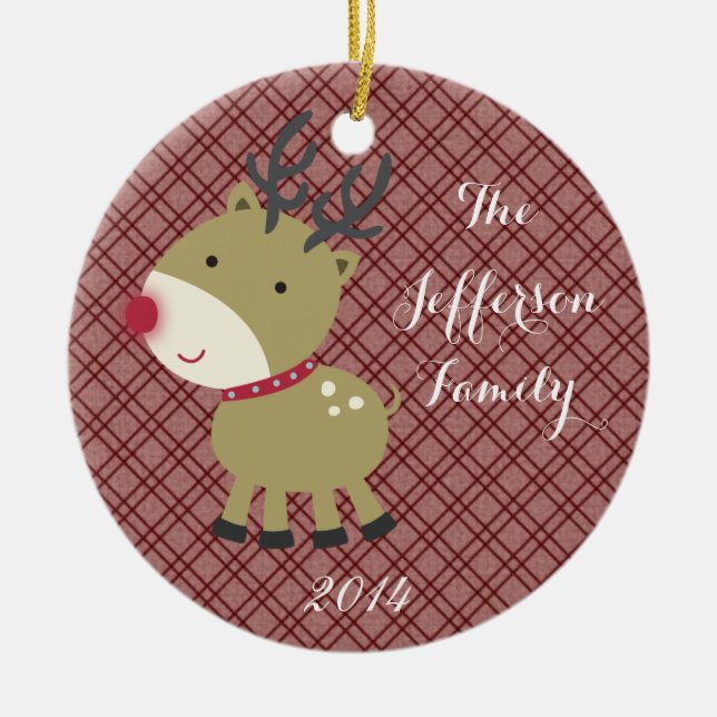 Personalised Christmas Rudolf Rein Family Ornament (Front)