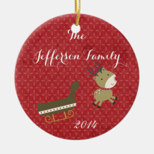 Personalised Christmas Rudolf Rein Family Ornament