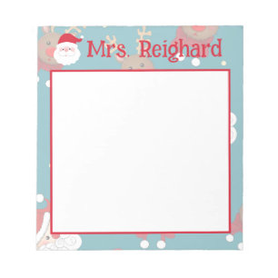 Personalised Christmas Santa and Reindeer Notepad