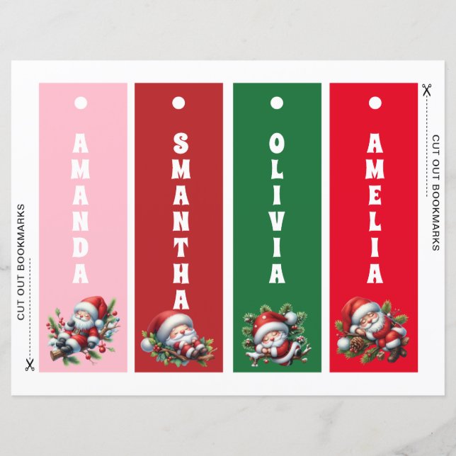 Personalised Christmas Santa Claus Kids Bookmarks (Front)