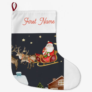 personalised Christmas santa is coming stocking