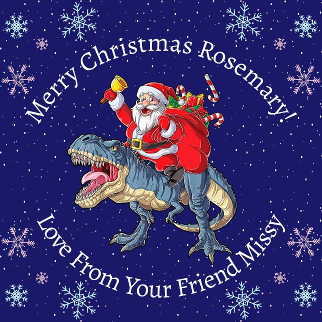 Personalised Christmas Santa Riding Dinosaur Wrapping Paper (Creator Uploaded)