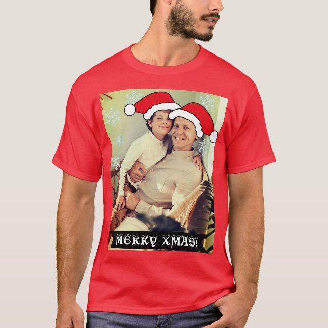Personalised Christmas Santa's hat photo T-Shirt (Front)