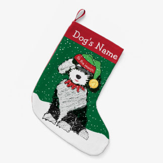 Personalised Christmas Sheepadoodle Elf Small Christmas Stocking