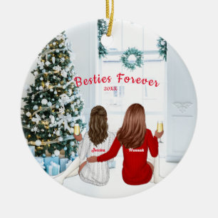 Personalised Christmas Sisters Besties Holidays C Ceramic Tree Decoration