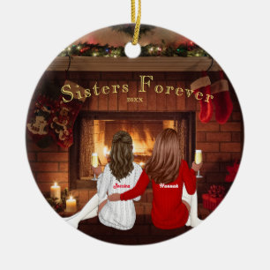Personalised Christmas Sisters Besties Holidays Ceramic Tree Decoration